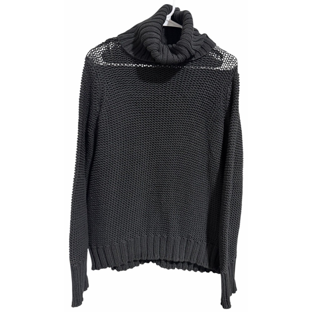 Wooden Ships Chunky Knit Turtleneck Cotton Blend Sweater Black Women's Size M/L